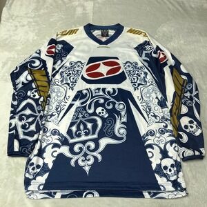 Vintage No Fear Skulls AOP Grunge MX Motocross Jersey Long Sleeve 1990s Y2K XL